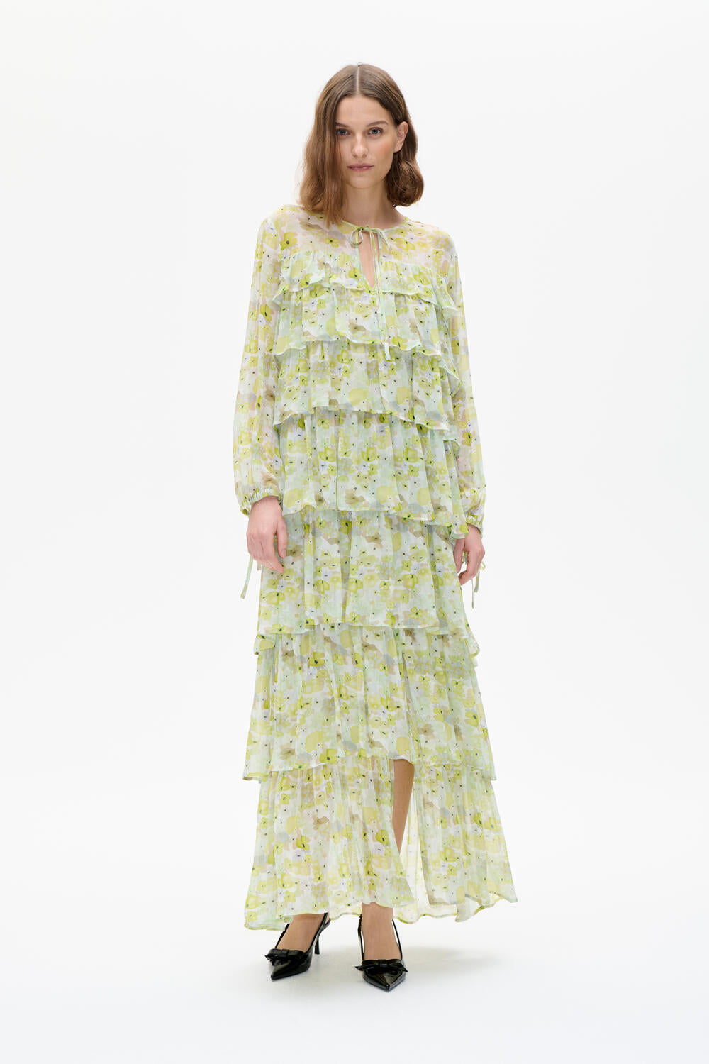 Arielle kjole - Sunny Lime Flower